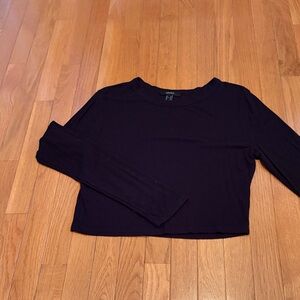 Forever 21 Women's Black Long Sleeve Crop Top